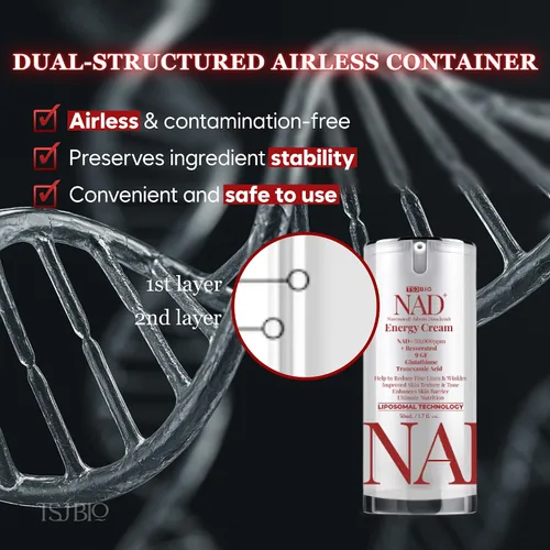 Vista 4 de Crema revitalizante energética NAD+ - Hidratante diario premium con NAD+ 50,000PPM, resveratrol y complejo de 9 factores de crecimiento