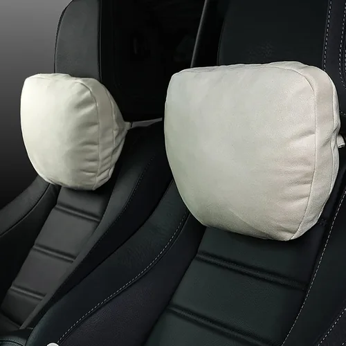 Vista 15 de 2 piezas de almohada de cuello para coche para reposacabezas, cojines de apoyo para asientos de conducción, microfibra de terciopelo, poliéster