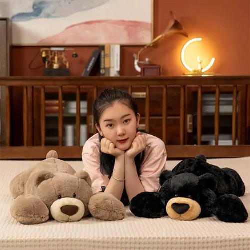 Vista 5 de ARELUX Animal de peluche suave de oso marrón: almohada de oso de peluche de 19.6 pulgadas para niños pequeños, lindos peluches de cuerpo abrazo