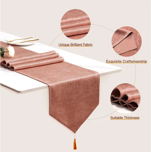 Vista 2 de BALCONY & FALCON Camino de mesa con borlas, lavable a máquina, caminos de mesa decorativos de lujo para el hogar para comedor, fiestas, banquetes