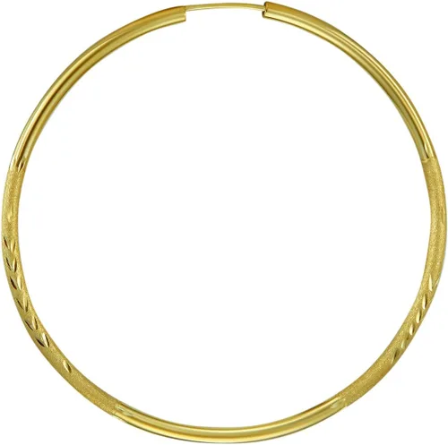 Vista 3 de Aretes de aro sin fin de oro amarillo de 14 quilates, 0.079 in de grosor, 8 tamaños diferentes disponibles