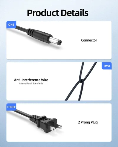 Vista 4 de Cargador de CA de 20 V compatible con Theragun Elite, G3 Pro Percussive Cable de alimentación de repuesto para masajeador de alta calidad