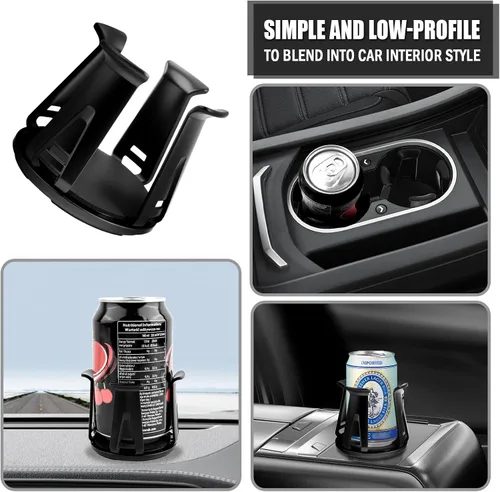 Vista 7 de 2 piezas de insertos para portavasos de coche con brazo de sujeción adaptativo, insertos autoadhesivos para portavasos de coche con soporte