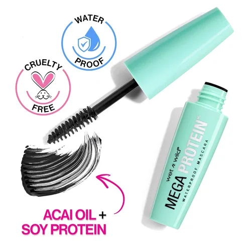 Vista 2 de wet n wild Máscara impermeable Mega Protein, muy negra, 0.21 onzas, C154A