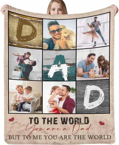 Vista 22 de Manta personalizada para papá abuelo, regalo de manta personalizada para el día del padre, manta personalizada con foto para papá, regalo