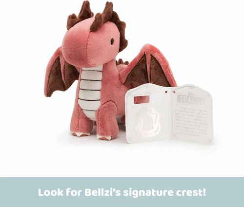 Vista 3 de Bellzi Dragón de fuego – Lindo juguete de peluche de 7 pulgadas – Adorable juguete de dragón suave y regalos – Regalo perfecto para niños, bebés