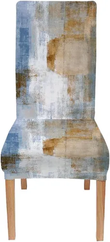 Vista 88 de TOMWISH Juego de 2 fundas para sillas de comedor, color turquesa y gris, fundas elásticas para sillas Parsons, de elastano, lavables, protectores