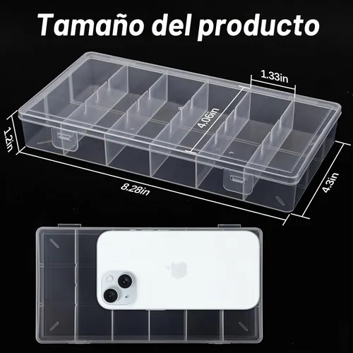 Vista 2 de Caja de almacenamiento de plástico visible transparente, caja de almacenamiento de herramientas cosméticas, herramientas de maquillaje, aparejos