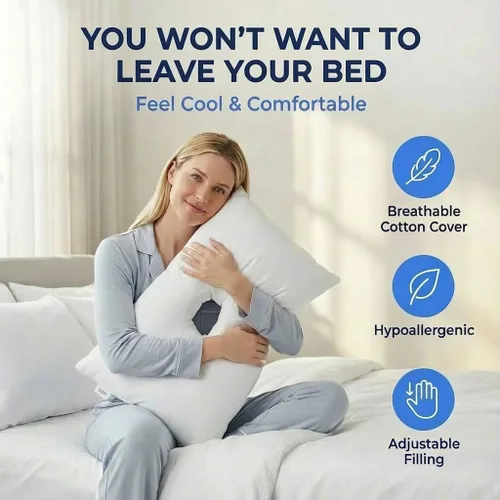 Vista 4 de SleepEasy - Almohada CNH de algodón cómoda con orificio para las orejas para dormir de lado, alivio de presión y dolor, ergonómica, transpirable e