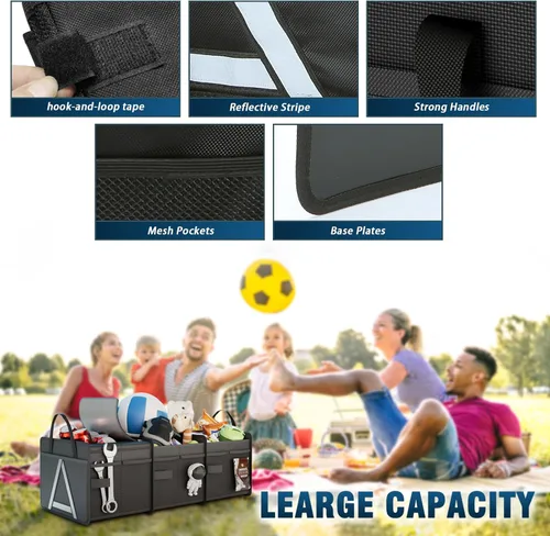 Vista 4 de K KNODEL - Organizador de maletero con enfriador para automóvil y SUV, mediano, color negro Collapsible Car Organization, Car Organizers and