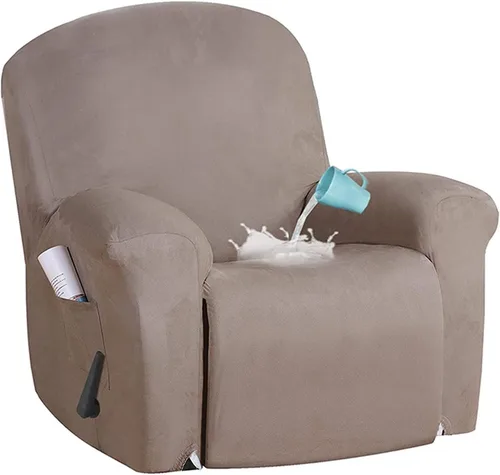 Vista 15 de Fundas impermeables de terciopelo para sofá reclinable, 8 fundas elásticas para sofá reclinable de 1, 2 y 3 plazas, funda suave antideslizante