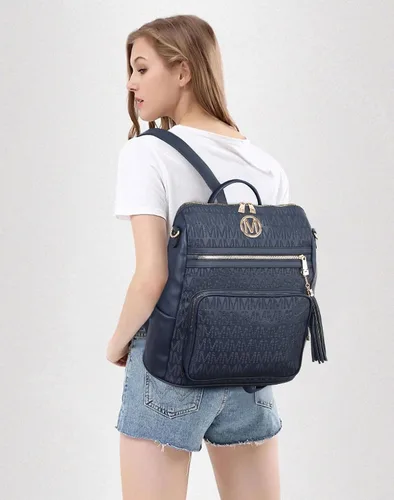 Vista 38 de MKP COLLECTION Mochila de moda para mujer, bolsa convertible grande para mujer, mochila de viaje, bolsa de hombro, juego de 2 piezas con borla, Beige