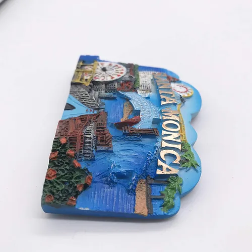 Vista 4 de Santa Monica 3D Los Angeles USA - Imán para nevera y recuerdos de viaje turísticos hechos a mano, resina artesanal, calcomanías magnéticas