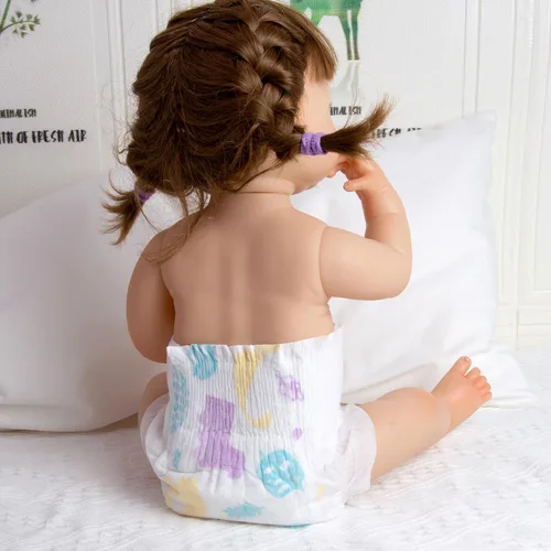 Vista 4 de Reborn Baby Doll Ropa Accesorios Pañales Reutilizables 10 Piezas para 18-22 Pulgadas Baby Doll Velcro Diapers, Adjustable Underwear, realistic