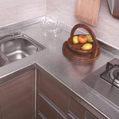 Vista 2 de BAYYA - Pegatinas de papel tapiz para salpicaduras de cocina plateado, hoja de aluminio con papel adhesivo para despegar y pegar, autoadhesivo