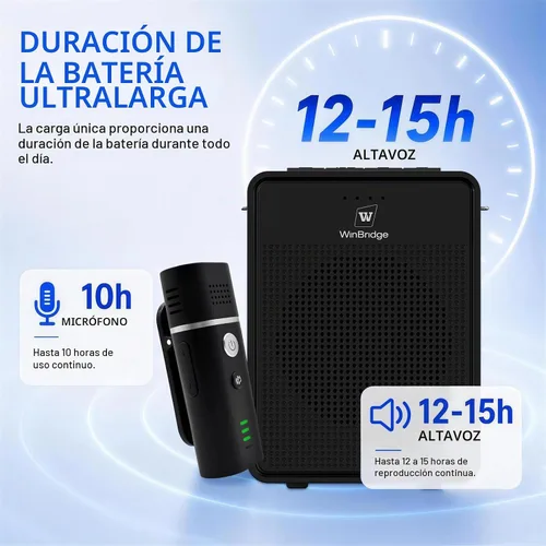 Vista 8 de Amplificador de voz con Bluetooth y micrófono inalámbrico Lavalier B006 15W Negro