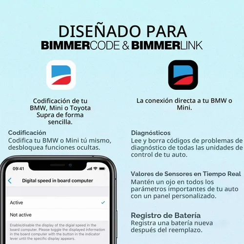 Vista 2 de Vgate vLinker BM Plus Bluetooth BLE OBD2 escáner para BMW/Mini, funciona con iPhone y Android, desbloquea funciones ocultas del coche en BimmerCode