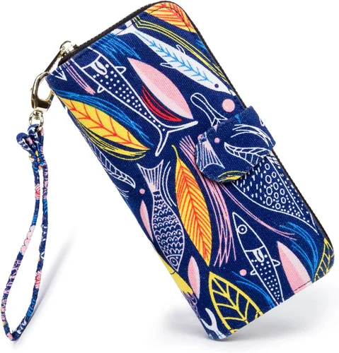 Vista 145 de Cartera de mano para mujer, estilo bohemio, con RFID, elegante, espaciosa con correa para viajes, capacidad para tarjetas, teléfono, dinero