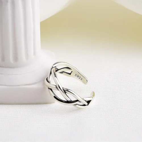 Vista 30 de CANDYFANCY Anillo de nudo celta de plata de ley 925 abierto para el dedo medio nudillo para mujer, tamaño ajustable 4-7