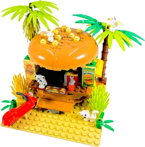 Vista 2 de General Jim's Paradise Burger - Juego de bloques de construcción modulares Experiencia de construcción de ladrillos intrincada y colorida
