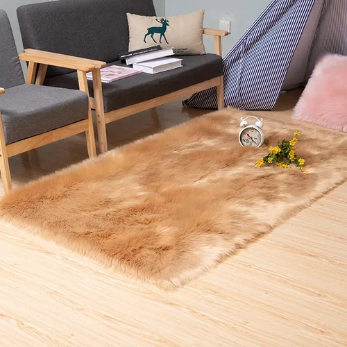 Vista 13 de Alfombra de piel de oveja sintética de Chitone, para dormitorio de bebé, para decoración del hogar Negro