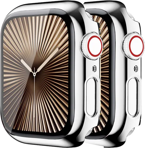 Vista 21 de Paquete de 2 fundas de vidrio templado de 1.77 pulgadas compatibles con Apple Watch Series 8 7 fundas protectoras de pantalla de vidrio templado