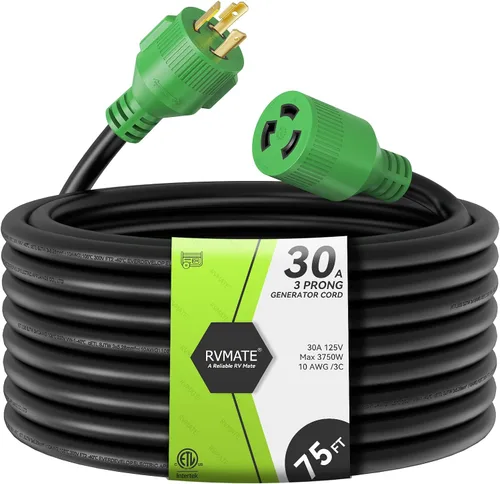 Vista 11 de RVMATE Cable de extensión para generador de 3 clavijas y 30 amperios, 10 pies, NEMA L5-30P/L5-30R 125V SJTW Jacket