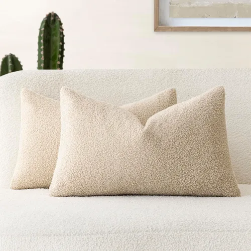 Vista 33 de Foindtower Paquete de 2 fundas de cojín decorativas de pelo sintético rizado, suave y mullida, con cremallera, acogedora funda de almohada