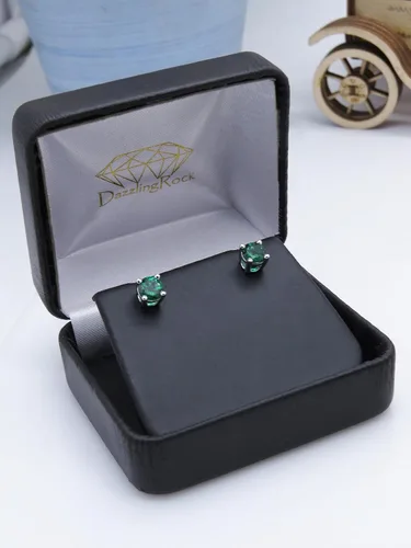 Vista 4 de Dazzlingrock Collection Aretes solitarios redondos de 0.217 in para ella en plata de ley 925