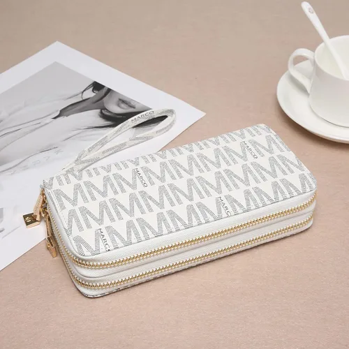 Vista 4 de MKP COLLECTION Cartera de moda con doble cremallera alrededor de Jean Denim Long Monedero para tarjetas de crédito Bifold Ladies Cluth Correa