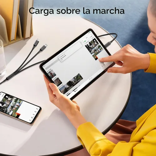 Vista 5 de Cable de carga múltiple, paquete de 2 cables de carga multiteléfono de 4 pies, trenzado, universal, 3 en 1, cable de carga extra largo múltiple USB