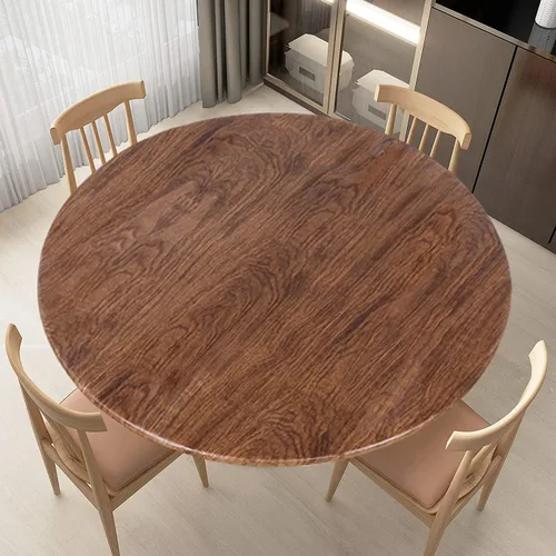 Vista 18 de LUSHVIDA - Mantel ajustable de vinilo para mesa redonda, impermeable y con borde elástico, mantel de plástico
