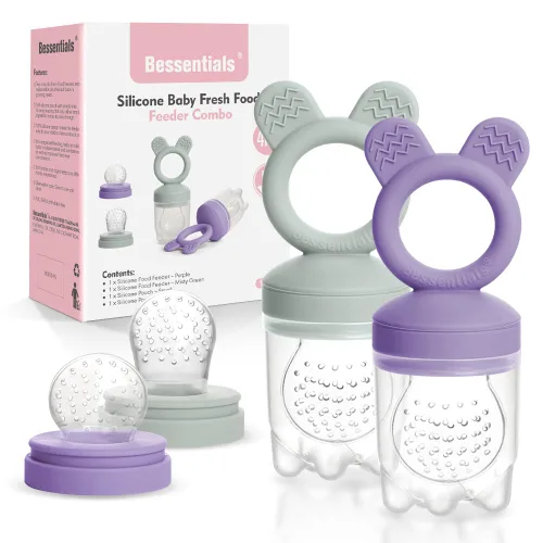 Vista 9 de Carrot Baby - Alimentador de alimentos de frutas frescas y paquete de 2 alimentadores de malla de silicona, autoalimentación segura para bebés