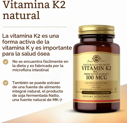 Vista 3 de Vitamina K2 natural Solgar, 0,0000035 oz, SF2095960, 1, 1