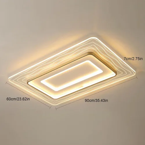 Vista 2 de Lámpara de techo empotrada moderna de 72 W LED regulable lámpara de techo rectangular con control remoto cerca de la lámpara de techo