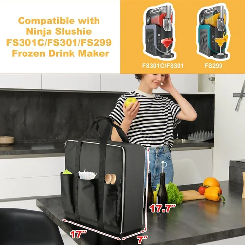 Vista 3 de Beautyflier Bolsa de transporte de viaje para Ninja SLUSHi Slushie Machine FS299/FS301/FS301C, funda de viaje portátil para fabricante de bebidas