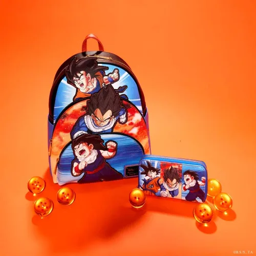 Vista 5 de Loungefly Dragon Ball Z Trio Cartera con cremallera alrededor, Cartera con cremallera alrededor