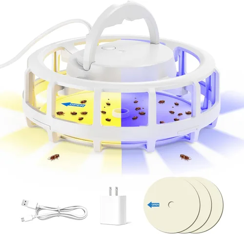 Vista 8 de 2-Pack Flea Trap with 6 Sticky Pads, Hanging Light Trap for Home
