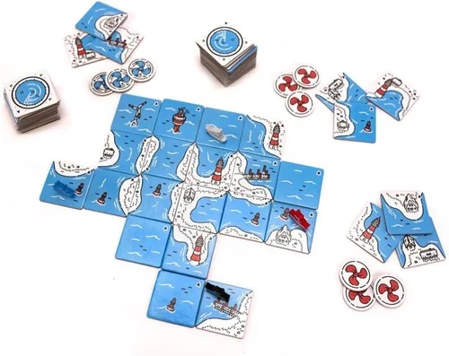 Vista 3 de Juego de mesa de patrulla de faro - ¡Aventura cooperativa de guardacostas! Juego de estrategia de colocación de azulejos, juego familiar divertido