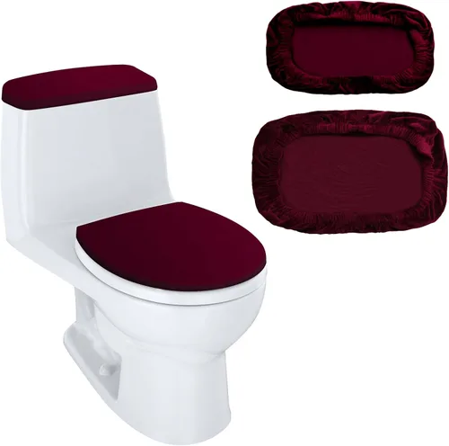 Vista 8 de Cubierta de tapa de inodoro y cubierta de tapa de tanque de inodoro de repuesto con parte inferior elástica para accesorios de decoración de baño