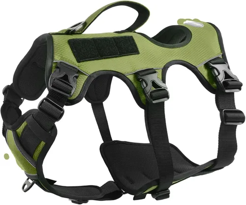 Vista 13 de AUROTH Arnés para perro a prueba de escape, chaleco ajustable reflectante acolchado suave con asa de elevación, tamaño mediano