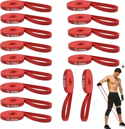 Vista 8 de Juego de 16 bandas de resistencia, bandas elásticas de entrenamiento prémium para gimnasio en casa, entrenamiento de fuerza, yoga y terapia física