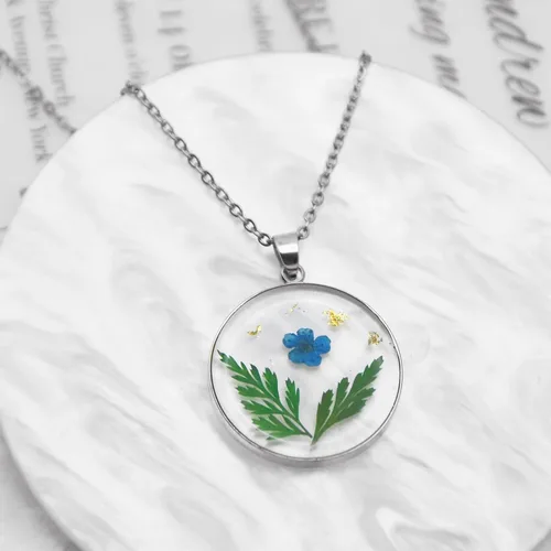 Vista 132 de Pressed Flower Necklace Gift for Women Personalized Handmade Necklaces Birth Flower Necklace