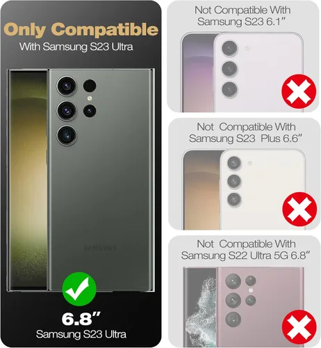 Vista 2 de Dexnor Funda de cuerpo completo para Samsung Galaxy S23 Ultra 5G/6.8 pulgadas, marco frontal extra, protección de grado militar, protector