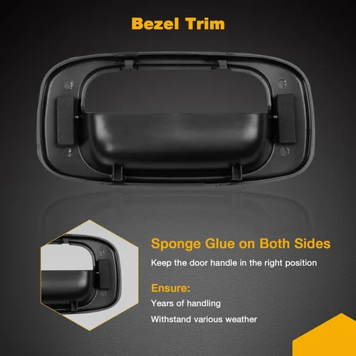 Vista 10 de Gledewen Pestillo de mango de puerta trasera y moldura de bisel con clips de varilla para Chevy Silverado GMC Sierra 1999-2007 1500 2500 3500