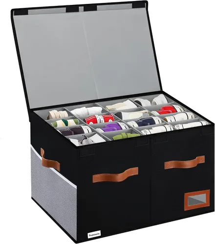 Vista 10 de Supowin Organizador de Zapatos para Armario, Cajas de Almacenamiento de Zapatos Plegables con Tapa y Divisores Ajustables, Contenedores