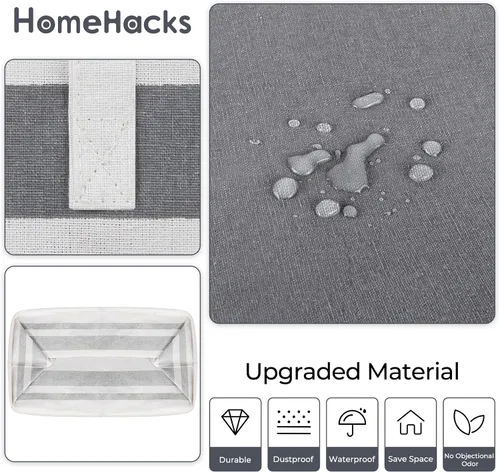 Vista 3 de HomeHacks Paquete de 3 cestas grandes para la lavandería, impermeable, cesta de lavandería independiente, cesta de ropa alta plegable con asas