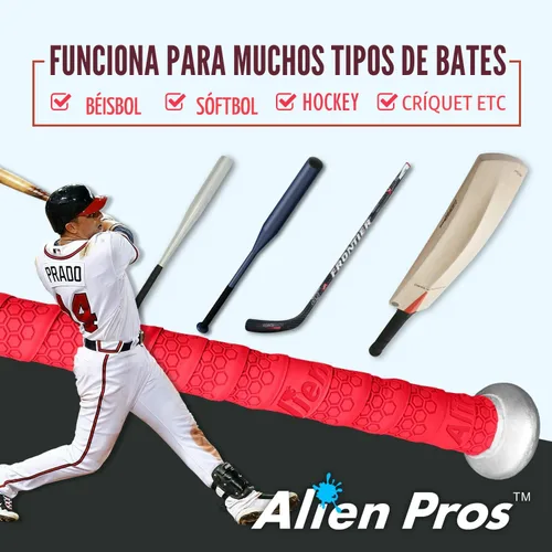 Vista 6 de ALIEN PROS - Cinta de agarre para bate de béisbol (2 agarres/4 agarres), 1.1 mm, precortada y sensación Pro – Reemplazo para agarre de bate