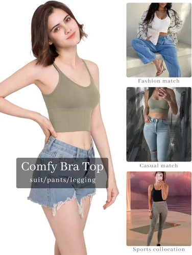 Vista 3 de Eleplus Brasier cómodo para dormir de 4 piezas para mujer, brasier sin varillas, acolchado, paquete de 4