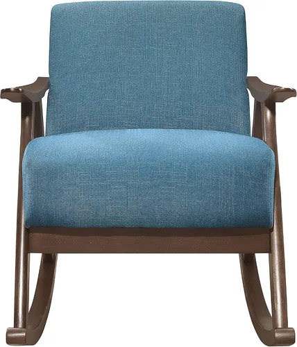 Vista 4 de Lexicon Helena - Mecedora de madera de tela de 28.5 pulgadas de ancho, color azul